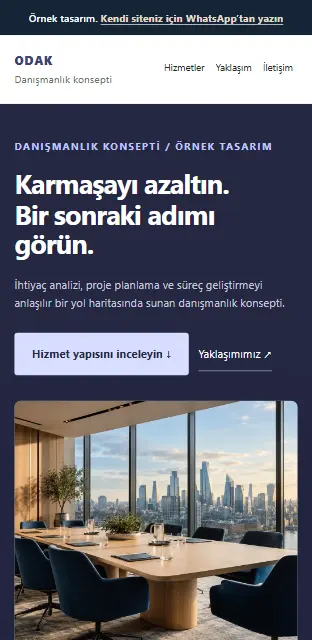 Danışmanlık örnek web sitesi, telefon görünümü