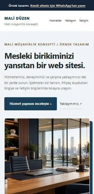 Mali müşavirlik ofisi örnek web sitesi, telefon görünümü